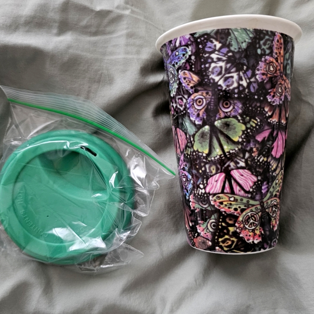 Colorful Butterfly Travel Mug with Lid